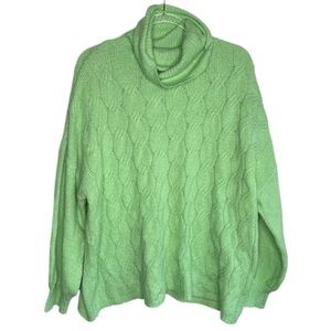 Mint Cable Turtleneck Sweater